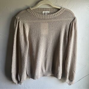 NWT Miracle Open Knit Lightweight Beige Sweater with Balloon Sleeves Sz‎ S/M
